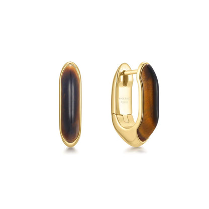 Ania Haie Gold Plate Tiger Eye Huggie Hoops