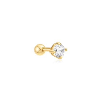 Ania Haie Yellow Gold Plate Round CZ Single Barbell Earring