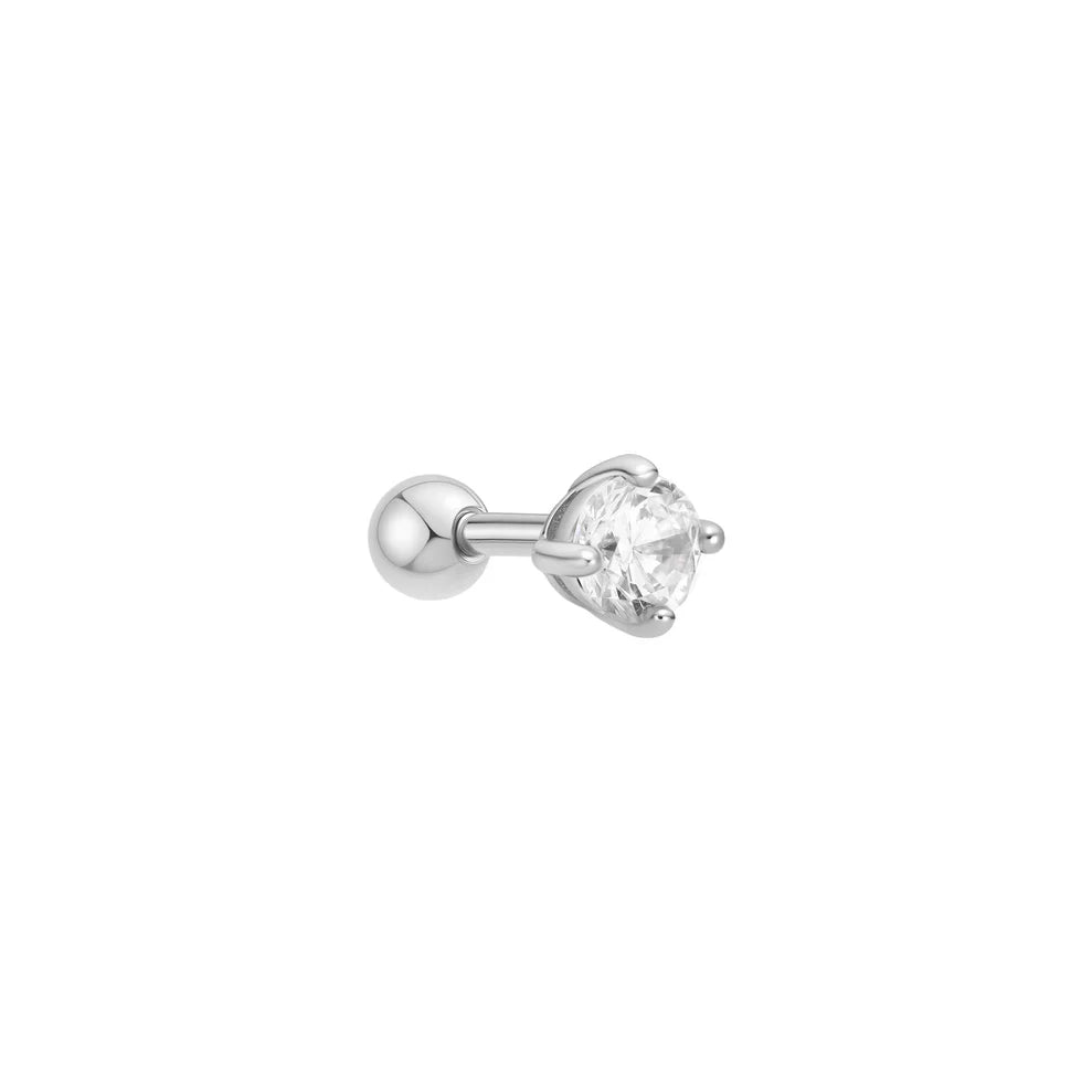 Ania Haie Sterling Silver Round CZ Single Barbell Earring