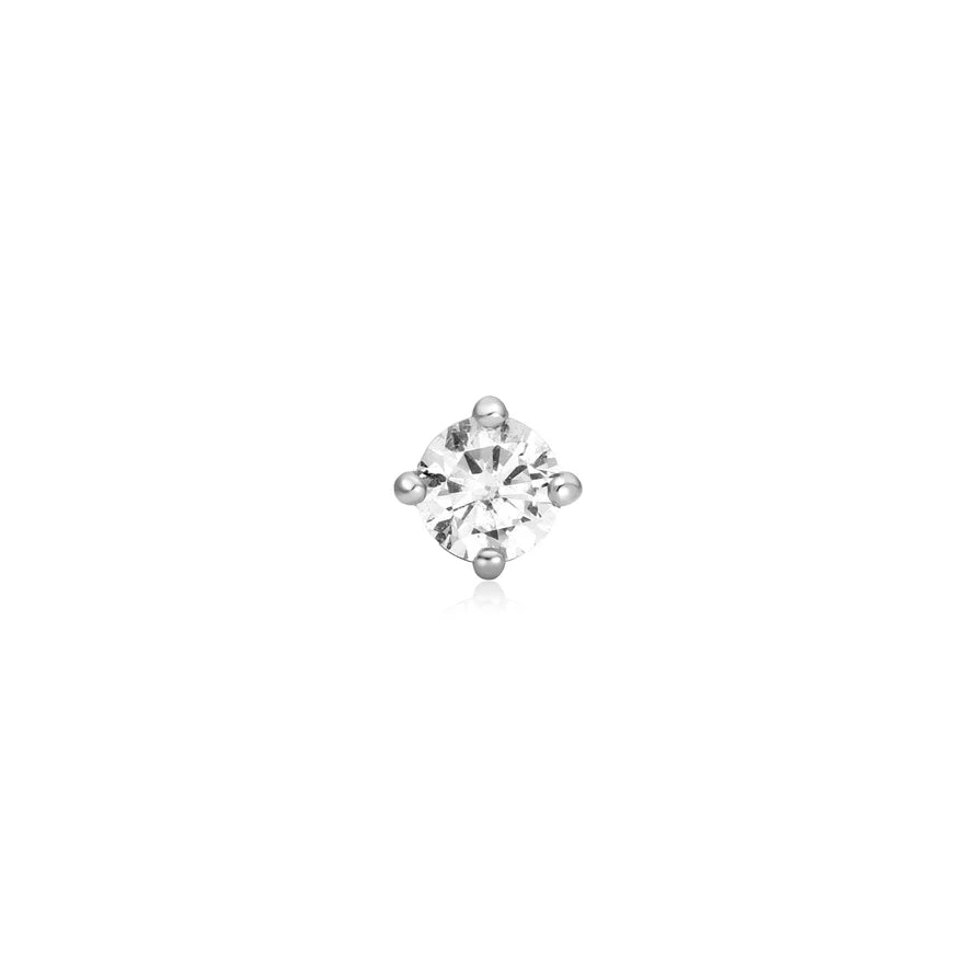 Ania Haie Sterling Silver Round CZ Single Barbell Earring