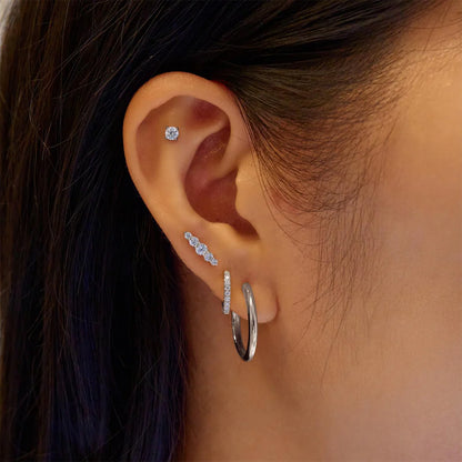 Ania Haie Sterling Silver Round CZ Single Barbell Earring