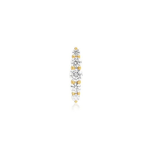 Ania Haie Yellow Gold Plate Bar CZ Single Barbell Earring