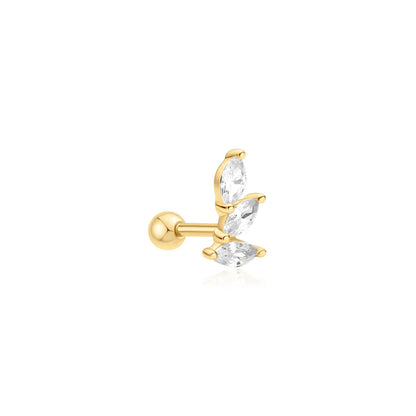 Ania Haie Yellow Gold Plate Triple Marquise CZ Single Barbell Earring