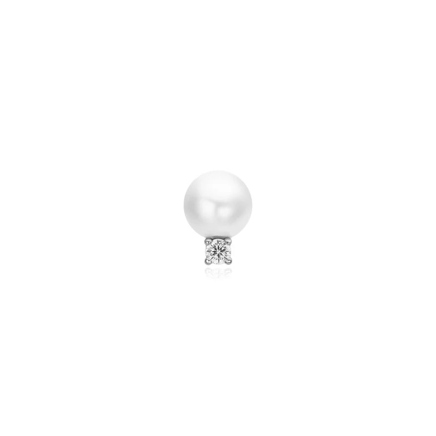 Ania Haie Silver Shell Pearl & CZ Single Barbell Earring