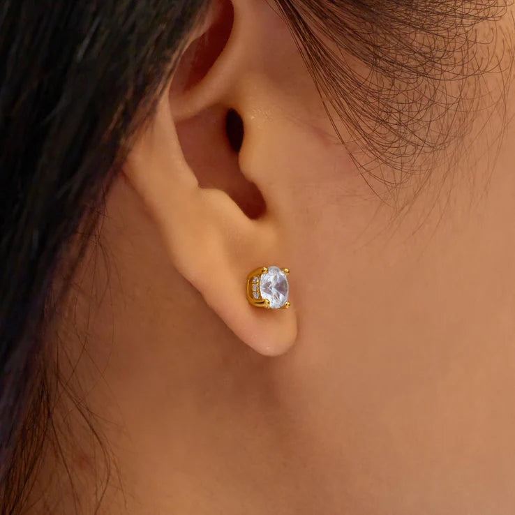 Ania Haie Gold Plate Solitaire CZ Stud Earrings