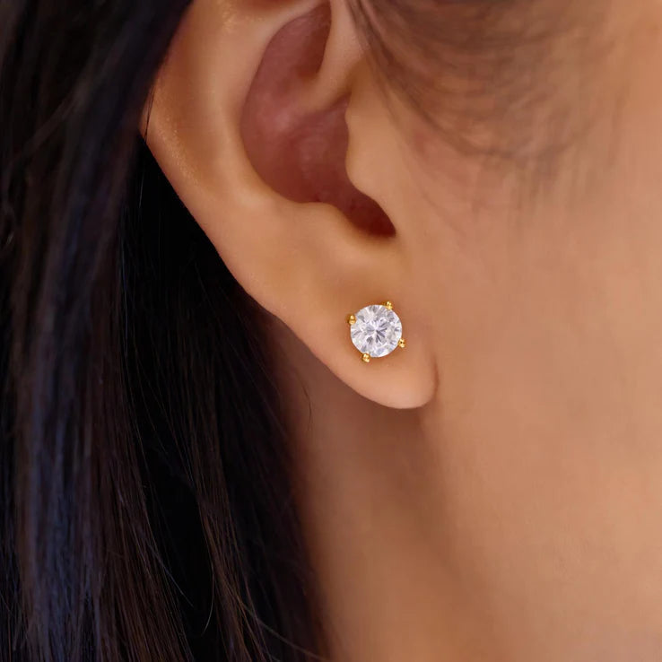 Ania Haie Gold Plate Solitaire CZ Stud Earrings
