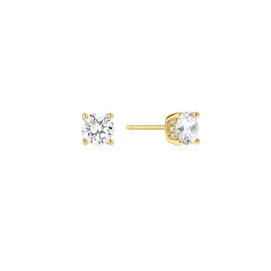 Ania Haie Gold Plate Solitaire CZ Stud Earrings