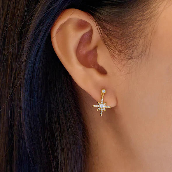 Ania Haie Gold Plate Nova Star Dangling CZ Stud Earrings