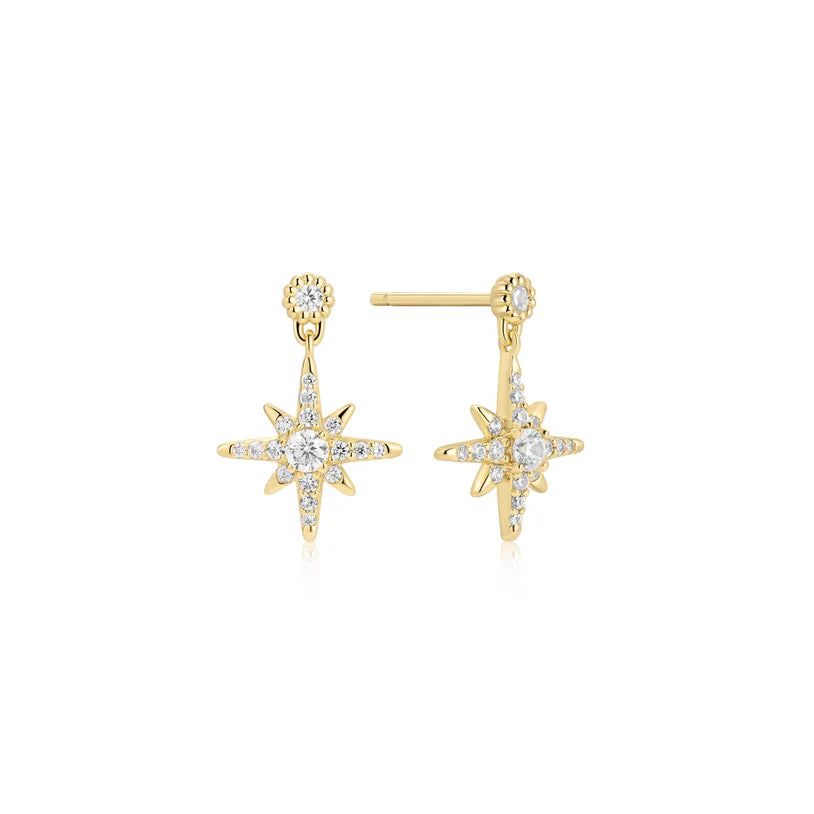 Ania Haie Gold Plate Nova Star Dangling CZ Stud Earrings