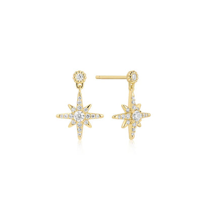 Ania Haie Gold Plate Nova Star Dangling CZ Stud Earrings