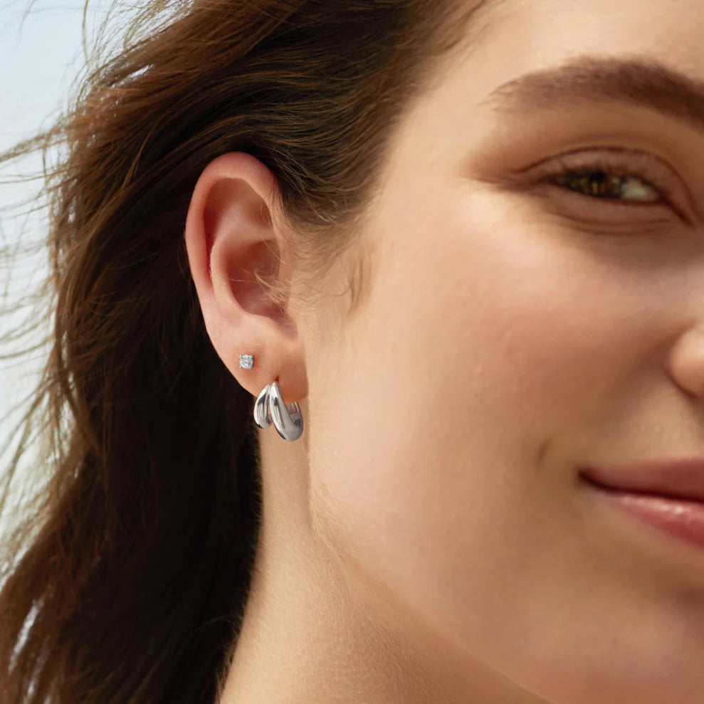 Ania Haie Silver Dome Huggie Hoop Earrings