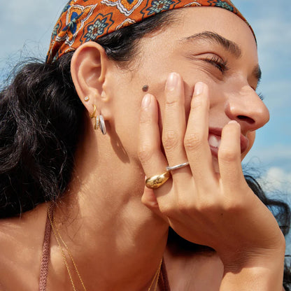 Ania Haie Two Tone Silver & Gold Plate CZ Sparkling Stud Hoop Earrings