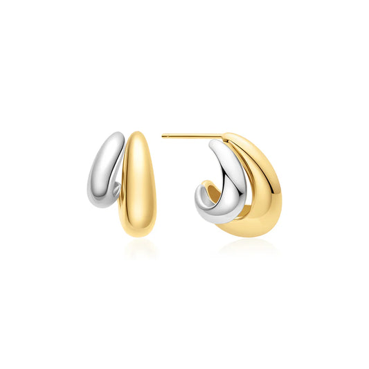 Ania Haie Two Tone Dome Stud Hoop Earrings