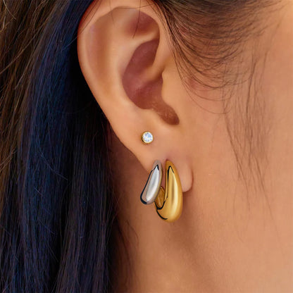 Ania Haie Two Tone Dome Stud Hoop Earrings