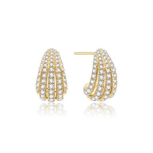 Ania Haie Gold Plate CZ Pavé Shrimp Stud Earrings