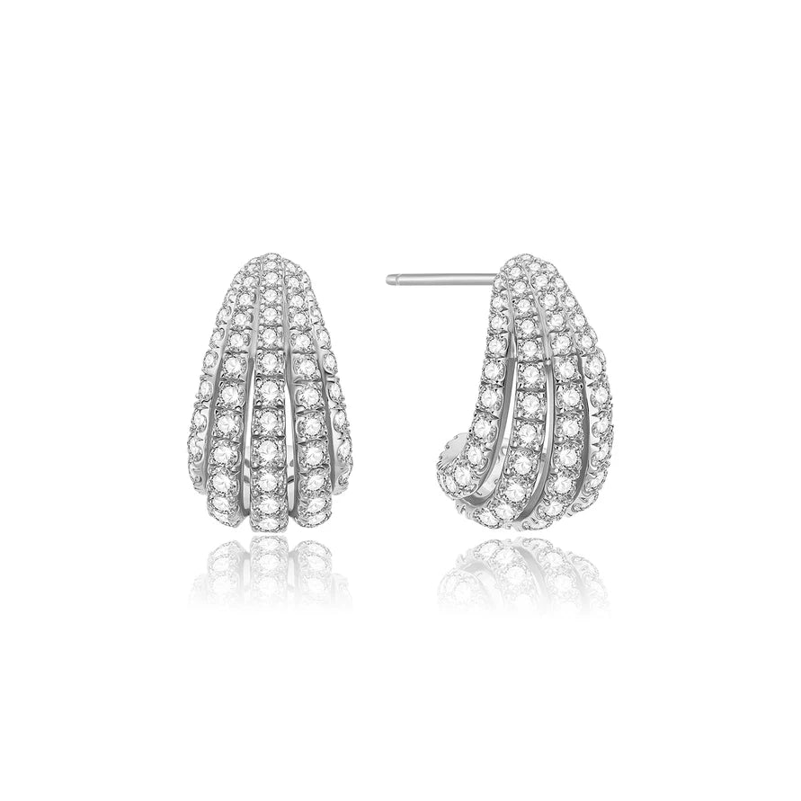 Ania Haie Sterling Silver CZ Pavé Shrimp Stud Earrings
