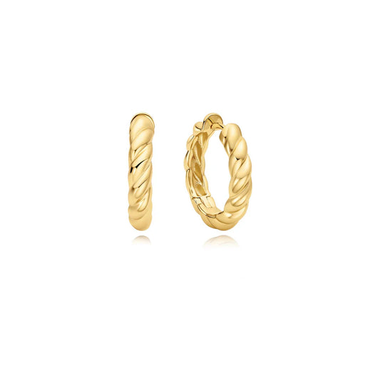 Ania Haie Gold Plate Twisted Huggie Hoop Earrings