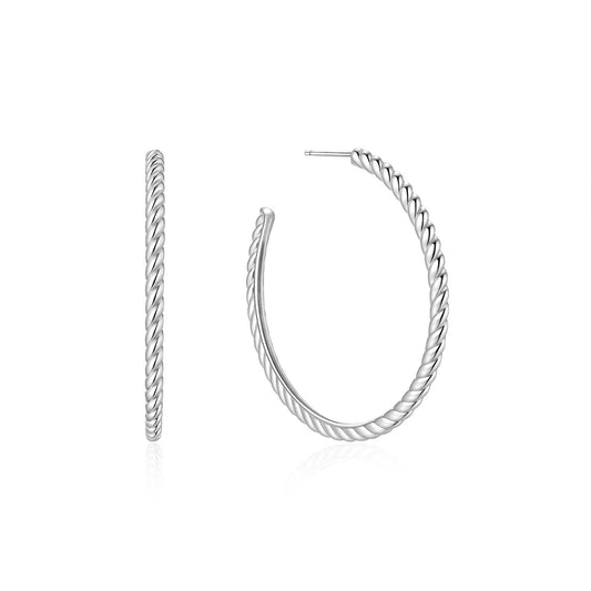 Ania Haie Silver Classic Twisted Oversized Hoop Earrings