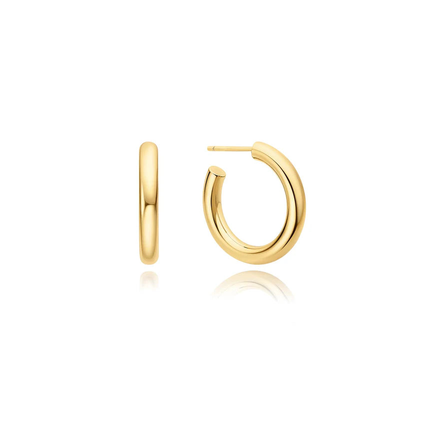 Ania Haie Gold Plate Classic Tube Medium Huggie Hoop Earrings