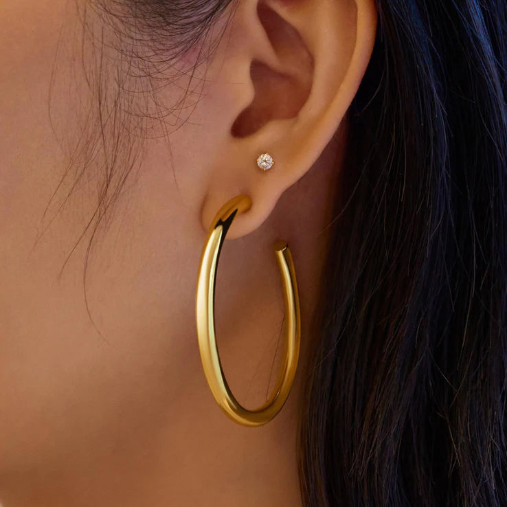 Ania Haie Gold Plated Classic Tube Large Hoop Earrings