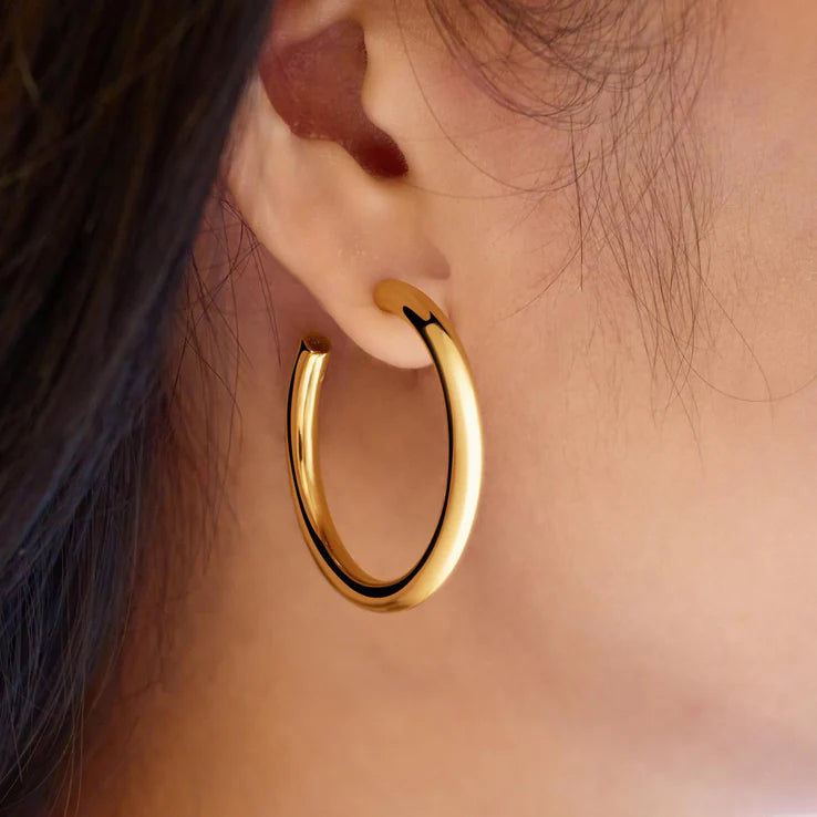 Ania Haie Gold Plated Classic Tube Oversized Hoop Earrings
