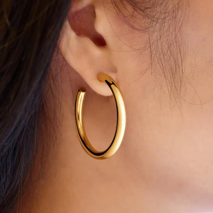 Ania Haie Gold Plated Classic Tube Oversized Hoop Earrings