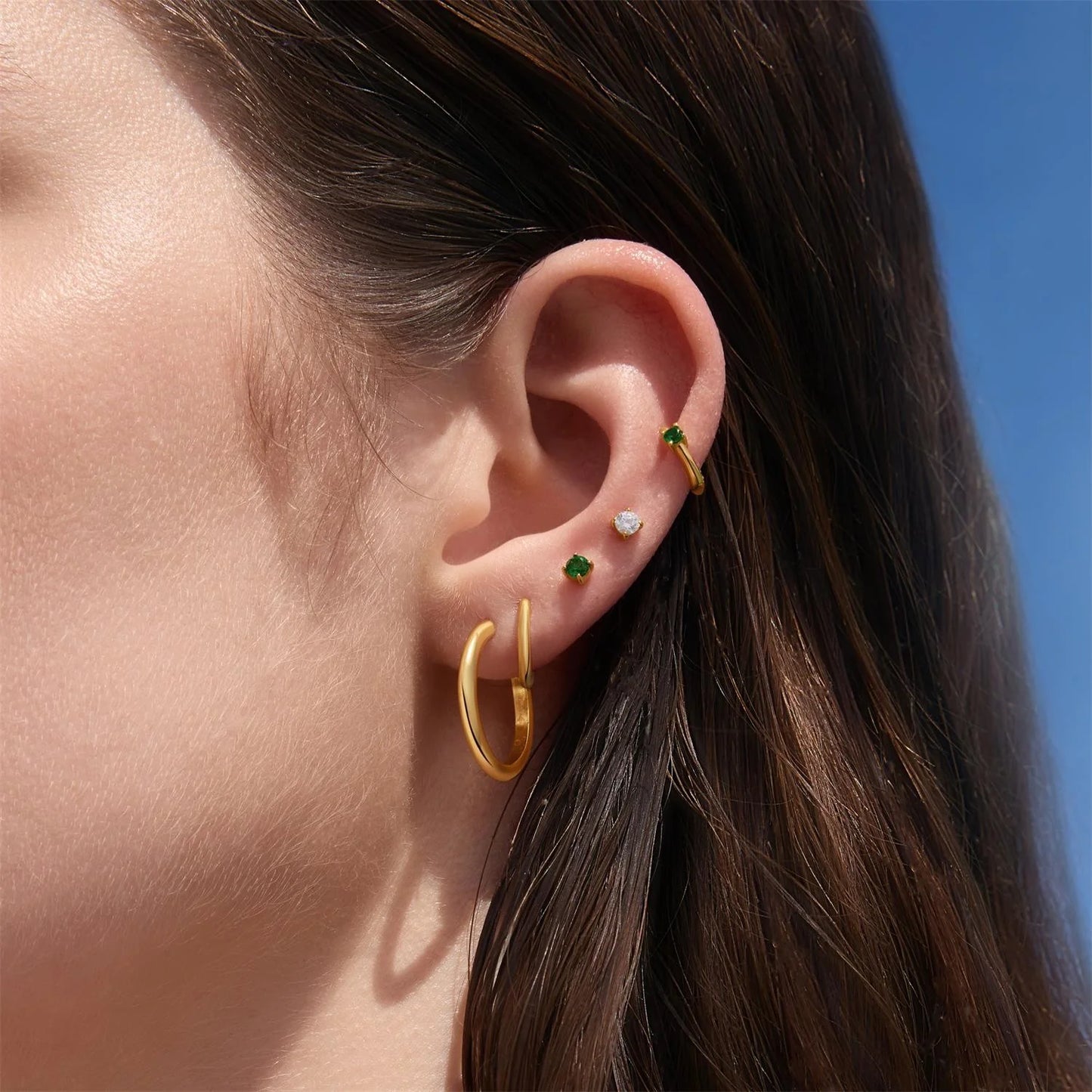 Ania Haie Gold Plate Green CZ Stud Earrings