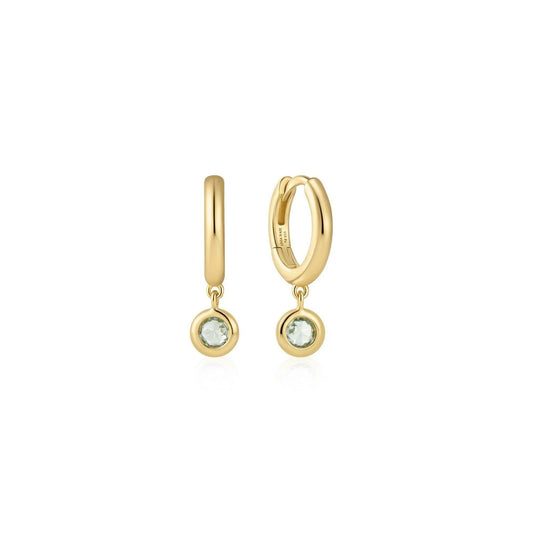 Ania Haie Gold Plate Drop Mint Green CZ Huggie Hoop Earrings