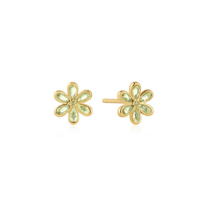 Ania Haie Gold Plated Mint Green Floral Stud Earrings
