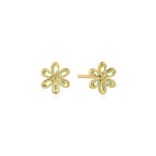 Ania Haie Gold Plated Mint Green Floral Stud Earrings
