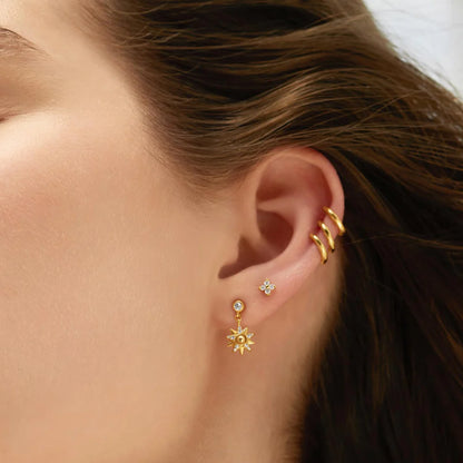Ania Haie Gold Plate Sunburst CZ Drop Stud Earrings
