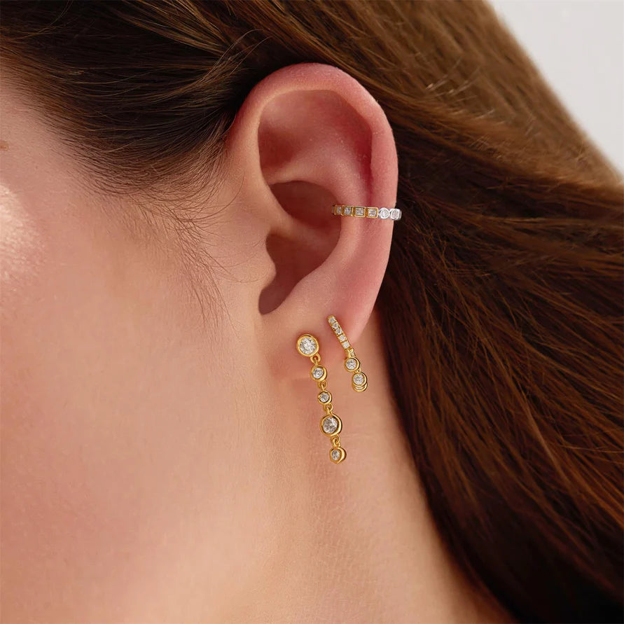 Ania Haie Gold Plate Molten Cascade Bezel Set CZ Drop Stud Earrings