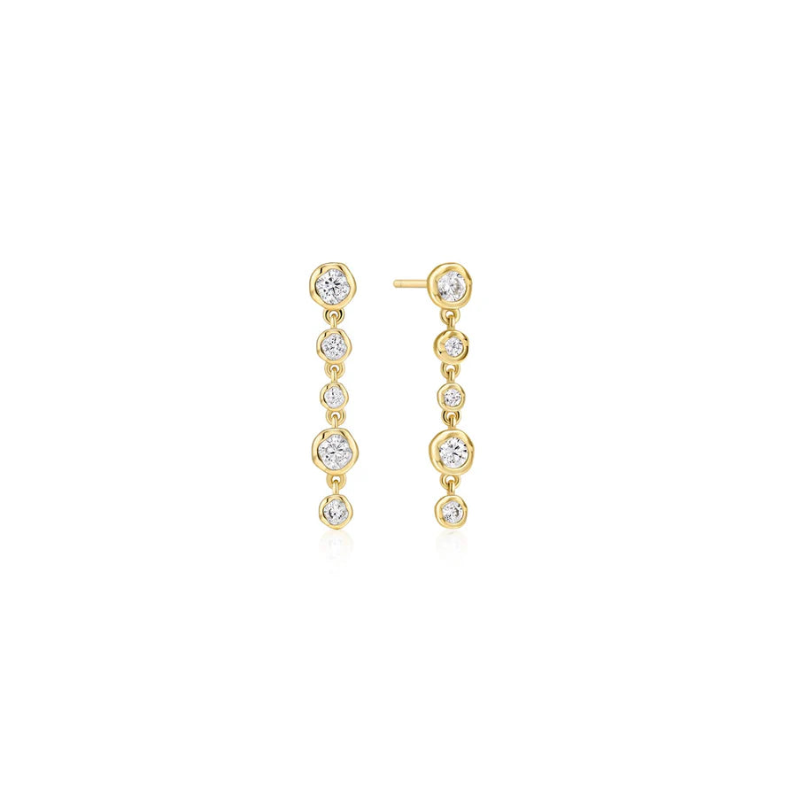 Ania Haie Gold Plate Molten Cascade Bezel Set CZ Drop Stud Earrings