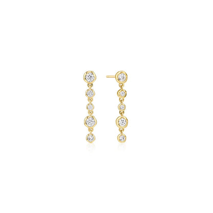 Ania Haie Gold Plate Molten Cascade Bezel Set CZ Drop Stud Earrings