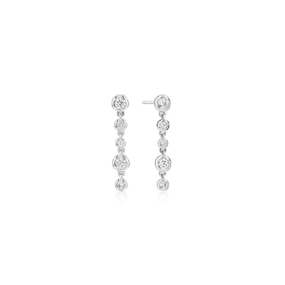 Ania Haie Silver Cascade Bezel Set Drop CZ Stud Earrings