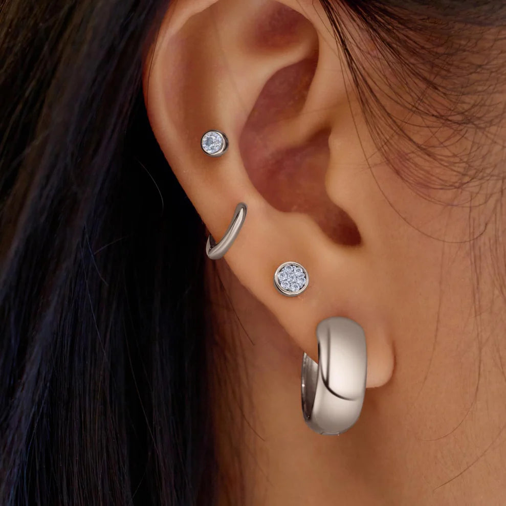 Ania Haie Sterling Silver CZ Pavé Disc Stud Earrings