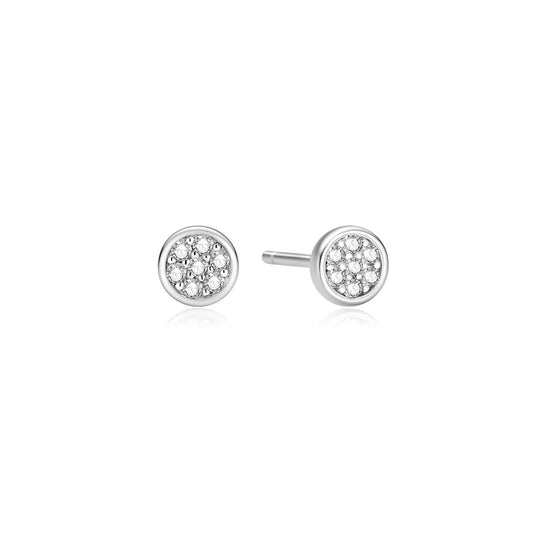 Ania Haie Sterling Silver CZ Pavé Disc Stud Earrings