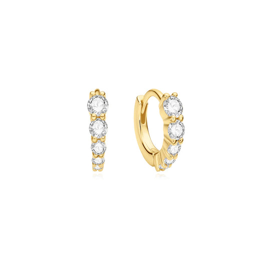 Ania Haie Gold Plate Graduated CZ Huggie Hoop Earrings