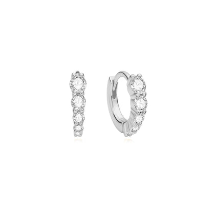 Ania Haie Sterling Silver Graduated CZ Huggie Hoop Earrings
