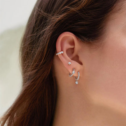 Ania Haie Sterling Silver Graduated CZ Huggie Hoop Earrings