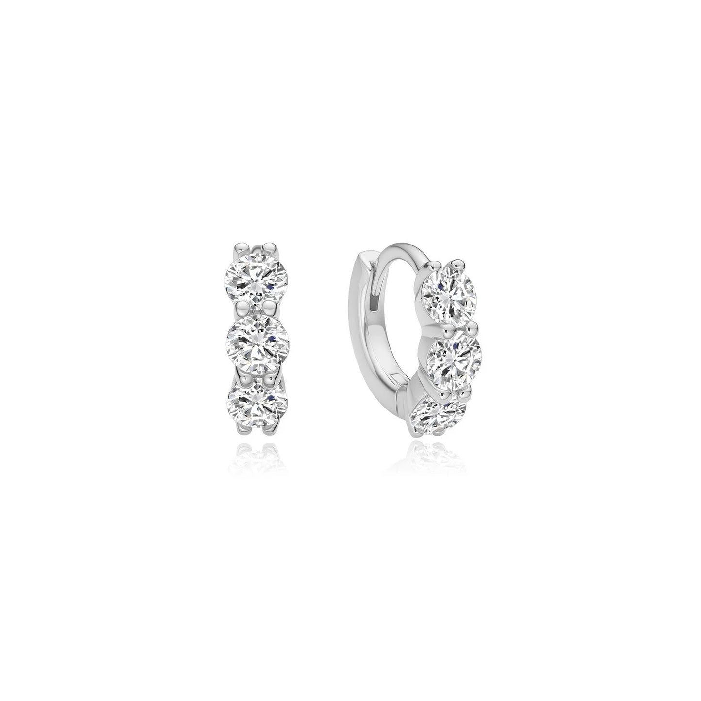 Ania Haie Sterling Silver Trio Sparkle CZ Huggie Hoop Earrings