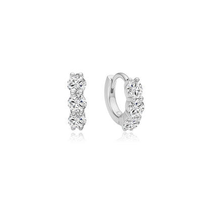 Ania Haie Sterling Silver Trio Sparkle CZ Huggie Hoop Earrings