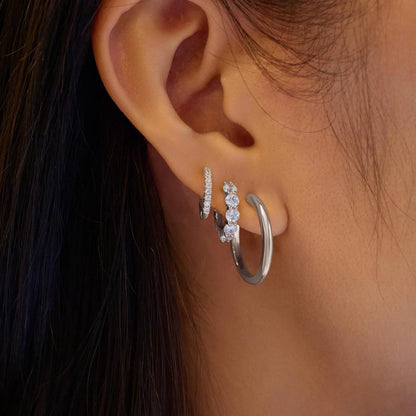 Ania Haie Sterling Silver Quintet Sparkle CZ Huggie Hoop Earrings