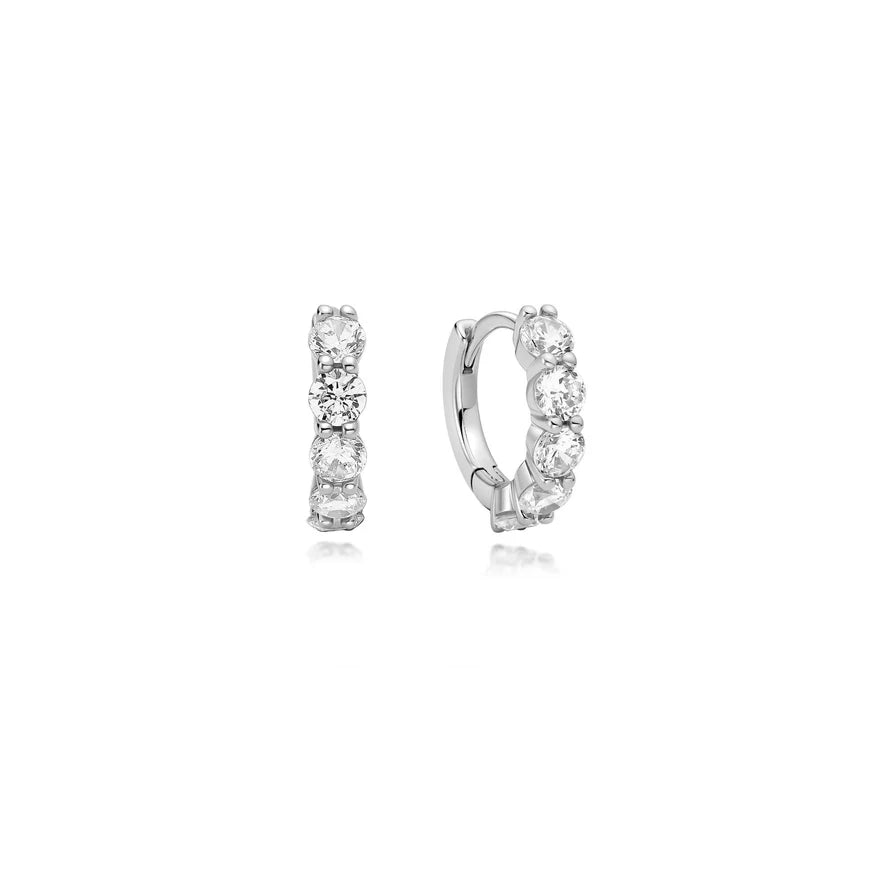 Ania Haie Sterling Silver Quintet Sparkle CZ Huggie Hoop Earrings