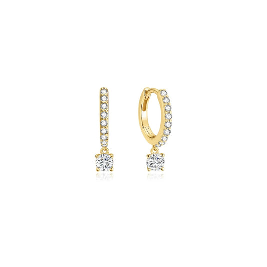 Ania Haie Gold Plate Drop Sparkle CZ Huggie Hoop Earrings