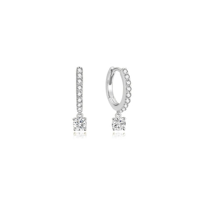 Ania Haie Sterling Silver Drop Sparkle CZ Huggie Hoop Earrings