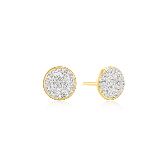 Ania Haie Gold Plate CZ Pavé Disc Stud Earrings