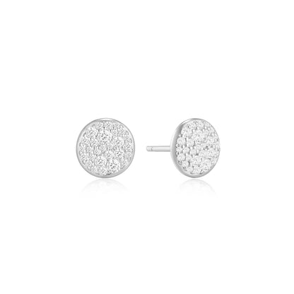 Ania Haie Sterling Silver CZ Pavé Disc Stud Earrings