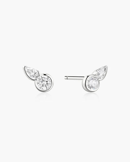 Ania Haie Silver CZ Round Bezel Set Teardrop Stud Earrings
