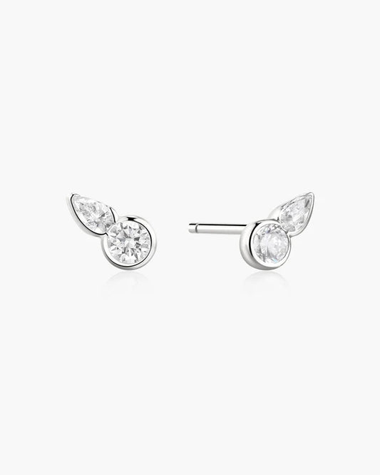 Ania Haie Silver CZ Round Bezel Set Teardrop Stud Earrings